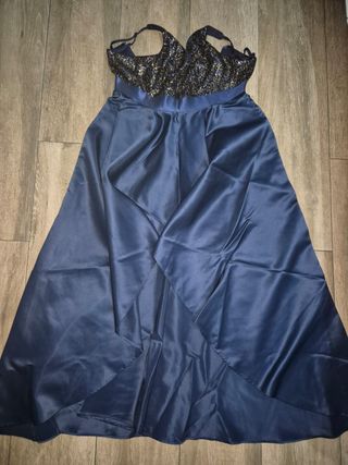 Vestido fiesta lentejuelas azul marino Talla M