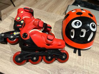 Patines niña Talla 32 + Casco Mariquita