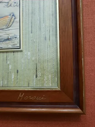 Quadro Moroni scena marina con barca