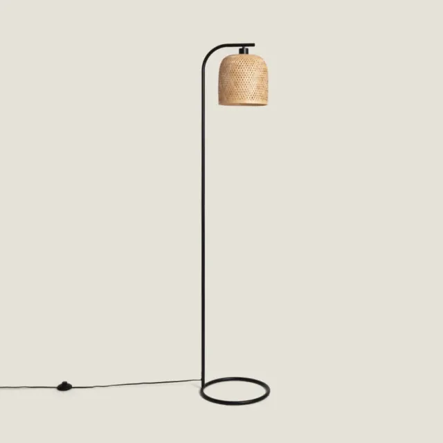 A ESTRENAR Lámpara de pie de bambú y metal