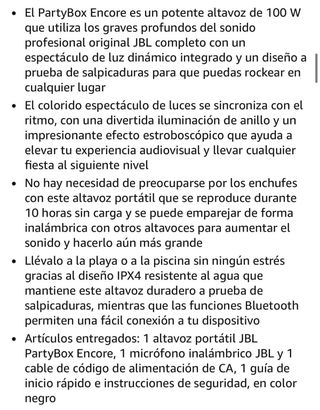 Altavoz JBL PartyBox Encore Negro/Multicolor