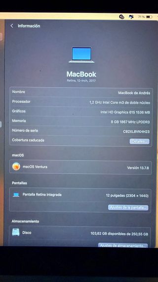 MacBook 12” M3 8GB 256GB