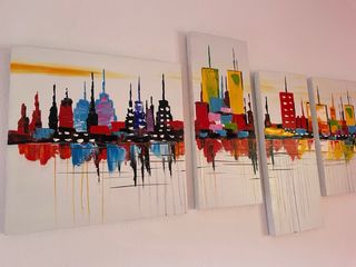 Cuadro Poliptico Abstracto 5 Lienzos