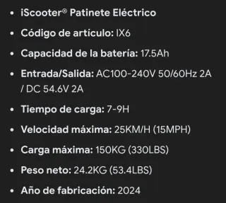 Patinete Eléctrico iScooter iX6