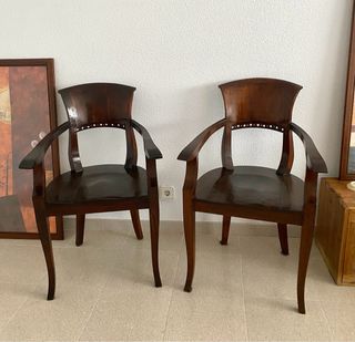Conjunto 2 sillones madera estilo colonial