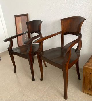 Conjunto 2 sillones madera estilo colonial