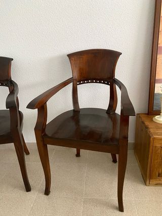 Conjunto 2 sillones madera estilo colonial