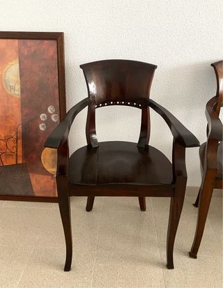 Conjunto 2 sillones madera estilo colonial