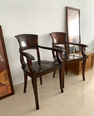 Conjunto 2 sillones madera estilo colonial