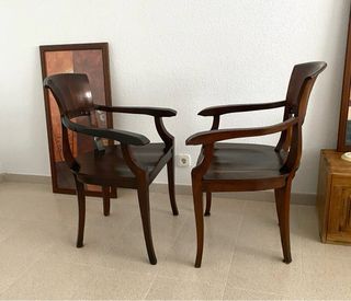 Conjunto 2 sillones madera estilo colonial