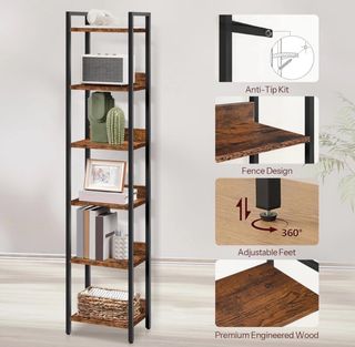 Estantería 6 Niveles Marrón Rústico