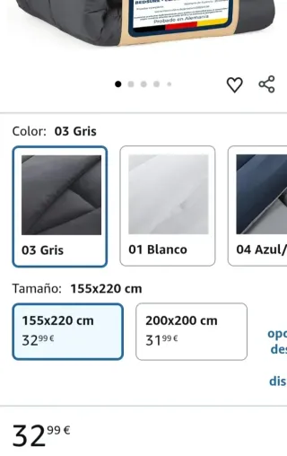 Edredón cama 90 gris BEDSURE