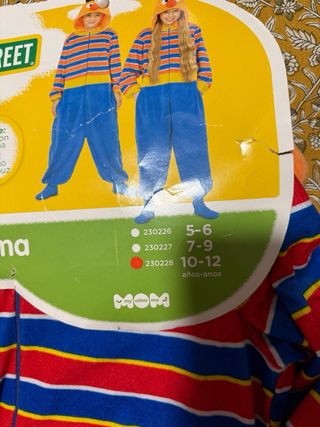 Pijama/Disfraz Epi Barrio Sésamo Talla 10-12