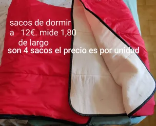 Sacos de dormir 12€ (1,80m largo)