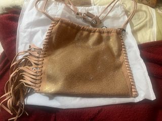 Borsa Jijil pelle scamosciata con frange