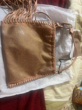 Borsa Jijil pelle scamosciata con frange