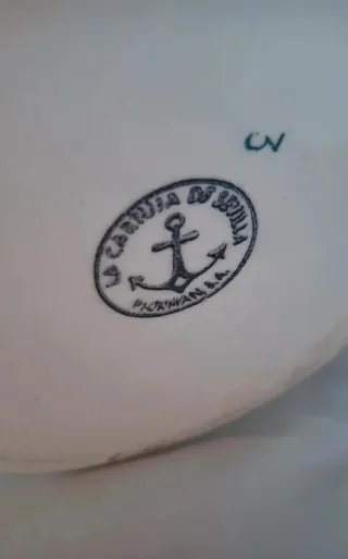 Jarrón La Cartuja porcelana azul y blanco