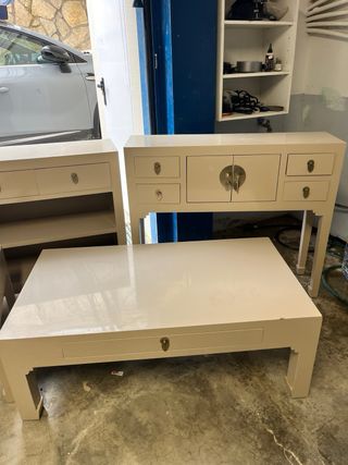 Conjunto muebles estilo oriental madera maciza