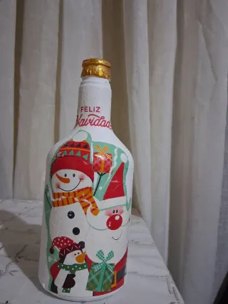 Botella Decorativa Navideña Hecha a Mano