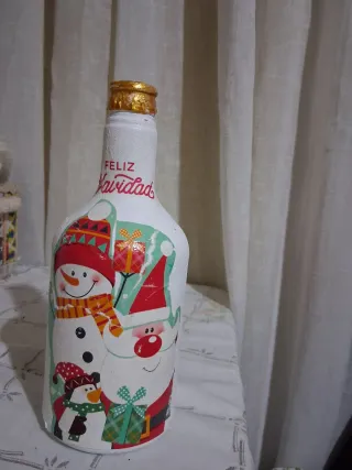 Botella Decorativa Navideña Hecha a Mano