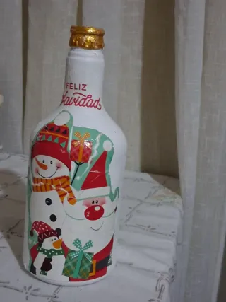 Botella Decorativa Navideña Hecha a Mano