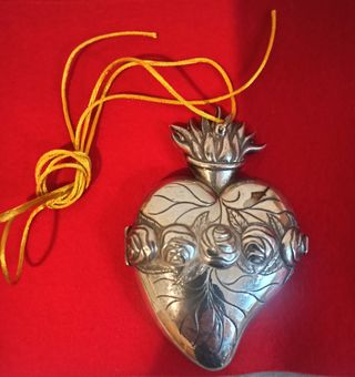 Exvoto Corazón Sagrado Plata Antiguo