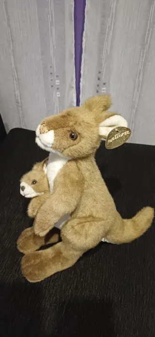 Peluche Canguro con Bebé Natura