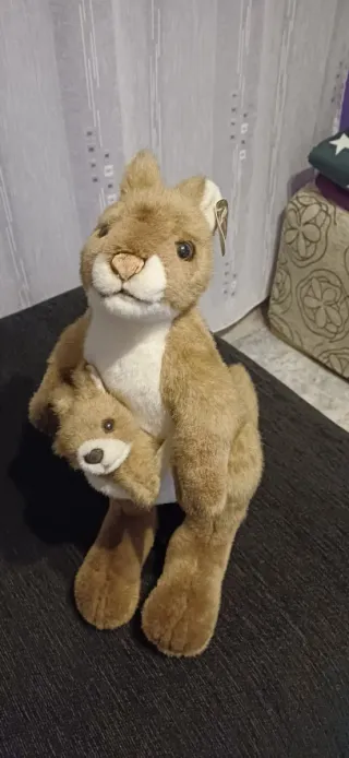 Peluche Canguro con Bebé Natura