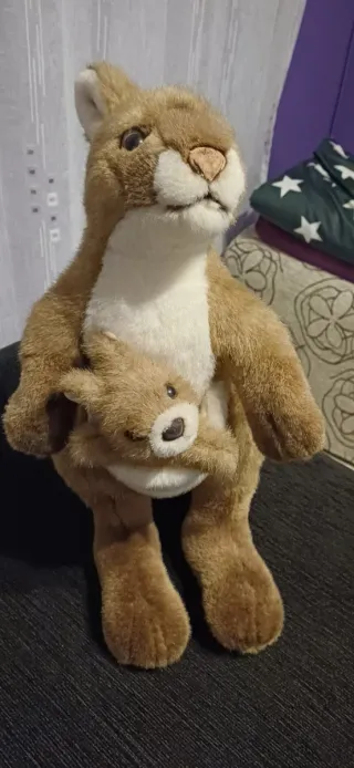 Peluche Canguro con Bebé Natura