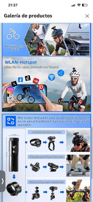 NUEVA.Cámara Deportiva de acción WiFi IP66 1080PHD