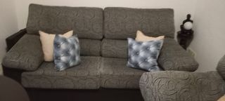 Sofá 2 plazas gris y beige