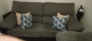 Sofá 2 plazas gris y beige