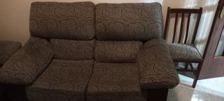 Sofá 2 plazas gris y beige