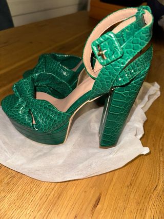 Zapatos Tacón Cocodrilo Verde