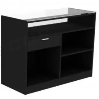Mostrador negro 120cm con cristal (sin cajón)