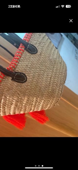 Bolso capazo flecos naranja/rojo