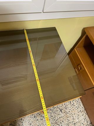 Escritorio madera y cristal