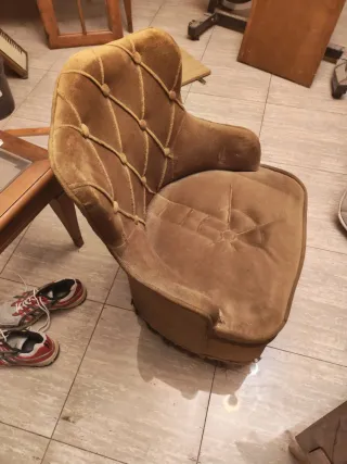 Poltrona vintage in velluto marrone