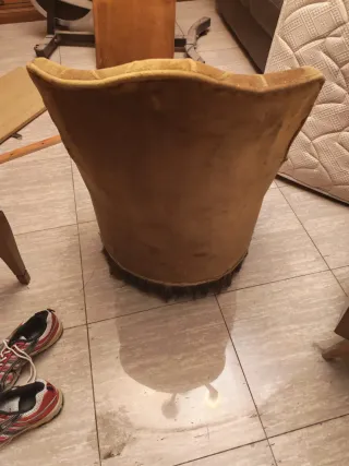 Poltrona vintage in velluto marrone