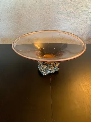 Vassoio grande in vetro e metallo