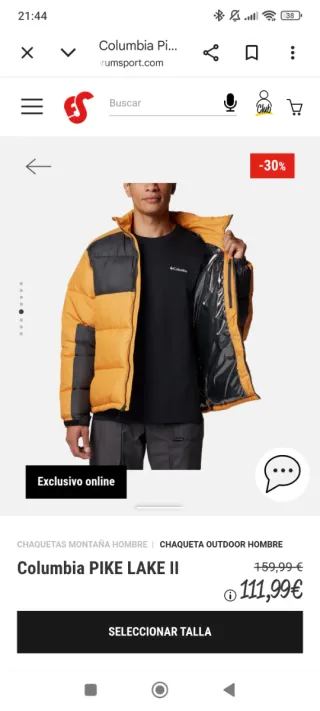 Chaqueta Columbia Pike Lake II Naranja/Negra