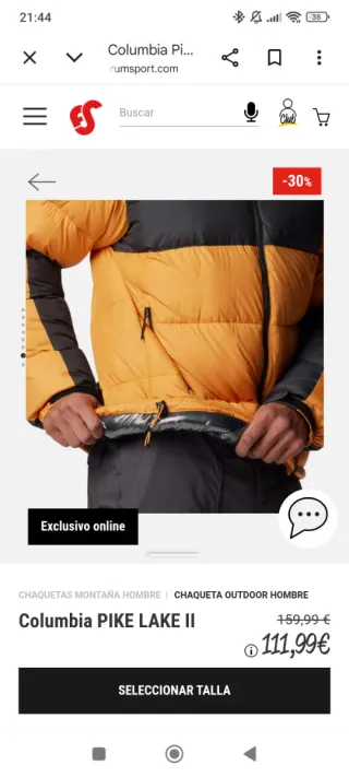 Chaqueta Columbia Pike Lake II Naranja/Negra