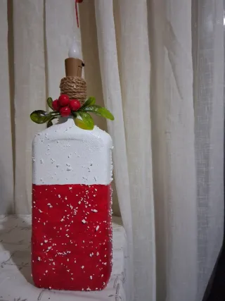 Botella Navideña con Luz LED