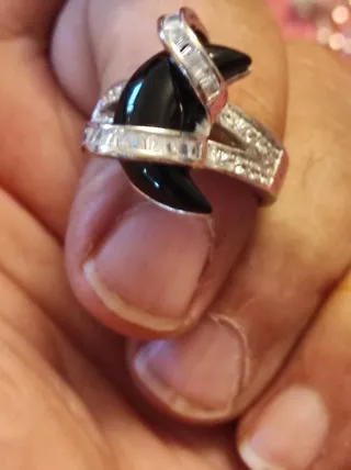 Conjunto Plata Ley 5 Piezas y Piedras Negras