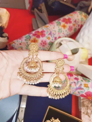 Pendientes Fallera Dorados Perlas