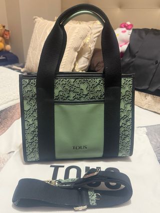 Conjunto bolso y cartera Tous verde piel