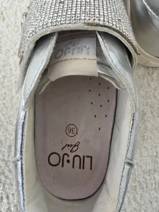 Liu Jo sneakers pelle argentata con fascia