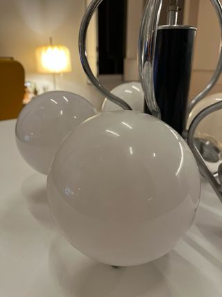 Lámpara Techo Space Age Vintage Cromo Opalina