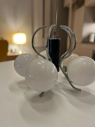 Lámpara Techo Space Age Vintage Cromo Opalina