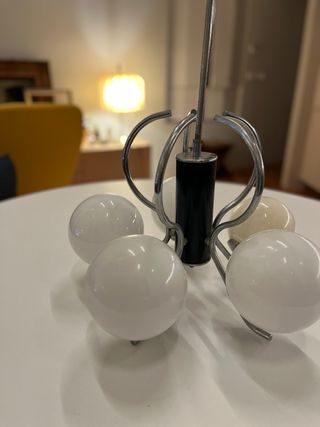 Lámpara Techo Space Age Vintage Cromo Opalina